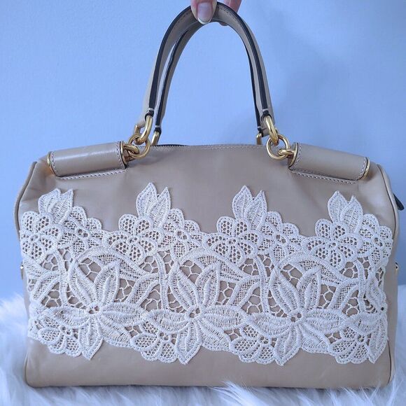 Dolce & Gabbana leather/lace shoulder bag w/COA EUC - Picture 1 of 13